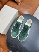 Santoni Men's Green Leather Accent Low-Top Sneakers