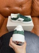Santoni Men's Green Leather Accent Low-Top Sneakers