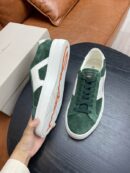 Santoni Men's Green Leather Accent Low-Top Sneakers