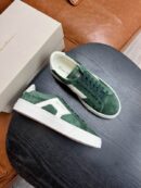 Santoni Men's Green Leather Accent Low-Top Sneakers