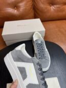 Santoni Men's Grey Leather Accent Low-Top Sneakers