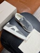 Santoni Men's Grey Leather Accent Low-Top Sneakers