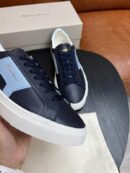 Santoni Men's Navy Blue Light Blue Leather Sneakers