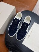 Santoni Men's Navy Leather Accent Low-Top Sneakers