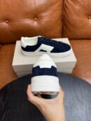 Santoni Men's Navy Leather Accent Low-Top Sneakers