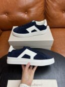 Santoni Men's Navy Leather Accent Low-Top Sneakers