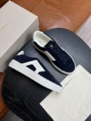 Santoni Men's Navy Leather Accent Low-Top Sneakers