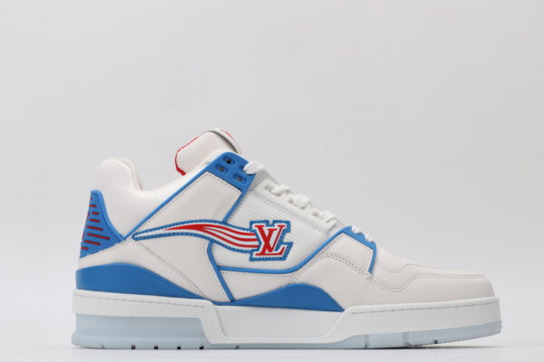 Iconic White, Blue & Red Low-Top Sneakers - Image 4