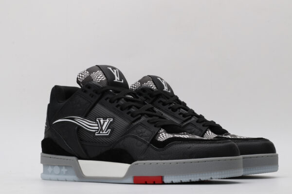 Bold Checkered Black Low-Top Sneakers - Image 3
