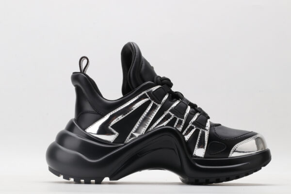 Bold Sculptural Black & Silver Sneakers - Image 5