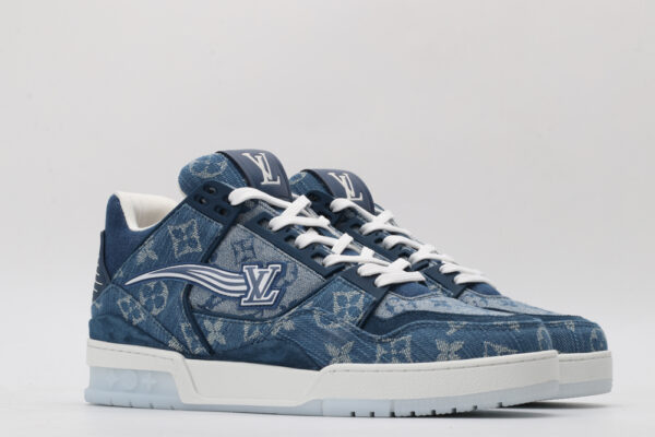 Distinctive Denim Monogram Low-Top Sneakers - Image 4