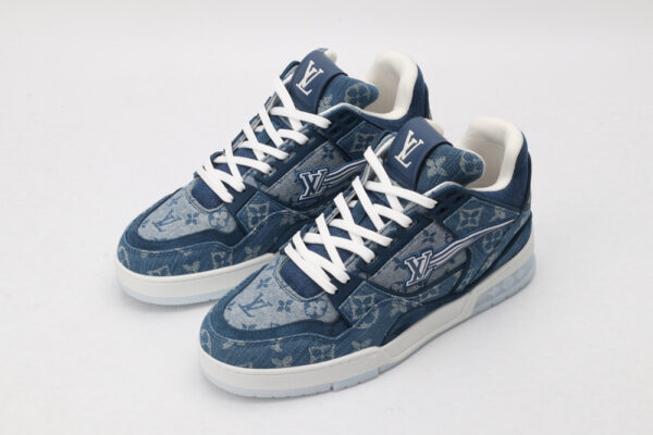 Distinctive Denim Monogram Low-Top Sneakers - Image 3