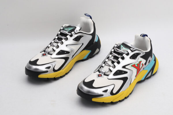 Louis Vuitton LV Runner Tatic Sneakers - White, Black, Silver, Yellow, and Blue - Image 2