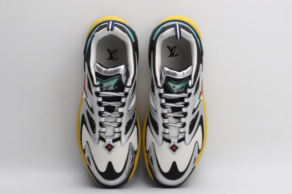Louis Vuitton LV Runner Tatic Sneakers - White, Black, Silver, Yellow, and Blue - Image 4
