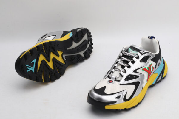 Louis Vuitton LV Runner Tatic Sneakers - White, Black, Silver, Yellow, and Blue - Image 5