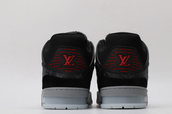 Louis Vuitton LV Trainer 'Black Grey Monogram Red Accents' - Image 5