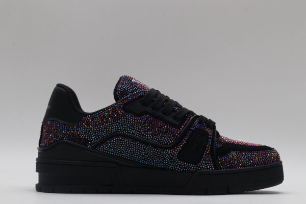 Louis Vuitton LV Trainer Crystal Embellished Sneakers - Black Multi - Image 5