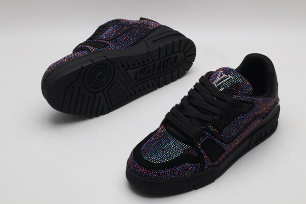 Louis Vuitton LV Trainer Crystal Embellished Sneakers - Black Multi - Image 3