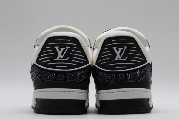 Louis Vuitton LV Trainer Crystal Embellished Sneakers - Black and White - Image 6