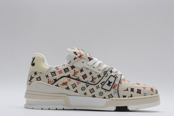 Louis Vuitton LV Trainer Low-Top Sneakers - Beige with Multi-Color Monogram - Image 5