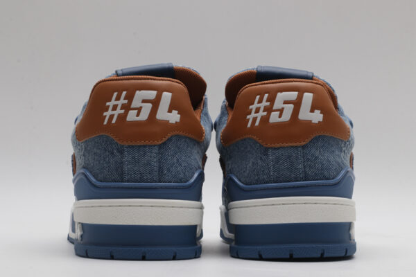 Louis Vuitton LV Trainer Low-Top Sneakers - Blue Denim and Tan - Image 6