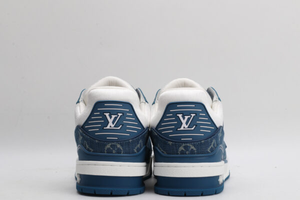 Louis Vuitton LV Trainer Low-Top Sneakers - Blue Denim and White - Image 6