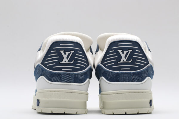 Louis Vuitton LV Trainer Low-Top Sneakers - Blue Denim and White - Image 6