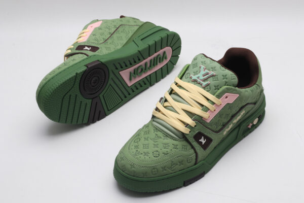Louis Vuitton LV Trainer Low-Top Sneakers - Green Embossed Monogram - Image 4