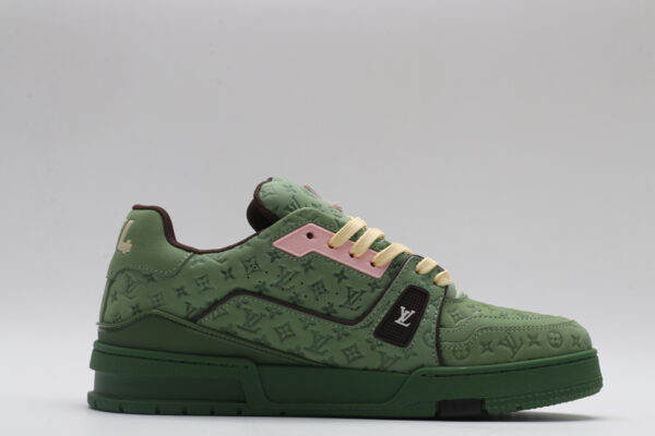 Louis Vuitton LV Trainer Low-Top Sneakers - Green Embossed Monogram - Image 5