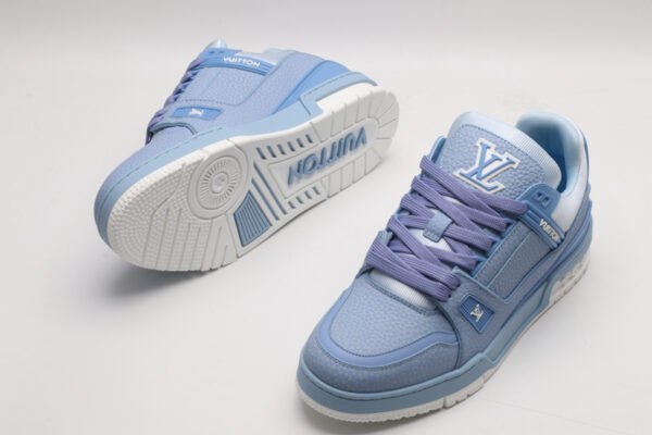 Louis Vuitton LV Trainer Low-Top Sneakers - Light Blue - Image 4