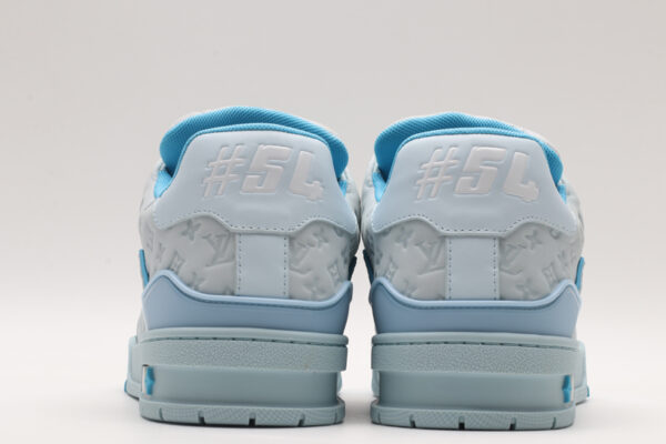 Louis Vuitton LV Trainer Low-Top Sneakers - Light Blue Embossed Monogram - Image 6