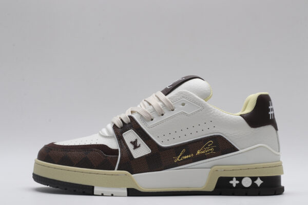 Louis Vuitton LV Trainer Low-Top Sneakers - White and Brown Monogram - Image 4