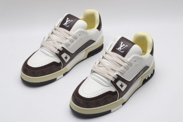 Louis Vuitton LV Trainer Low-Top Sneakers - White and Brown Monogram - Image 3