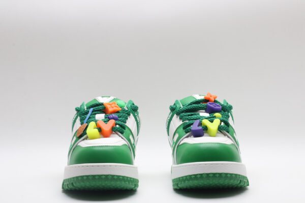 Louis Vuitton LV Trainer Low-Top Sneakers - White and Green with Orange/Purple Accents - Image 2