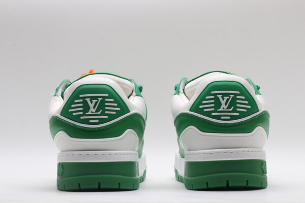 Louis Vuitton LV Trainer Low-Top Sneakers - White and Green with Orange/Purple Accents - Image 6