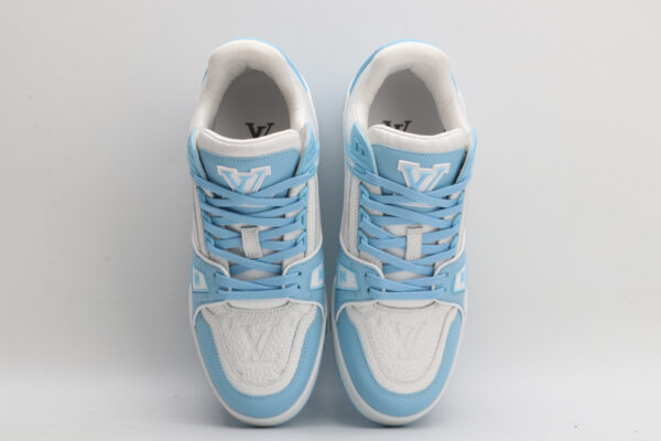 Louis Vuitton LV Trainer Low-Top Sneakers - White and Light Blue - Image 5