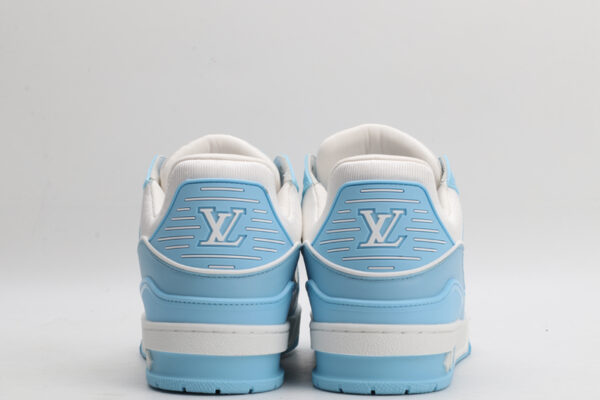 Louis Vuitton LV Trainer Low-Top Sneakers - White and Light Blue - Image 6