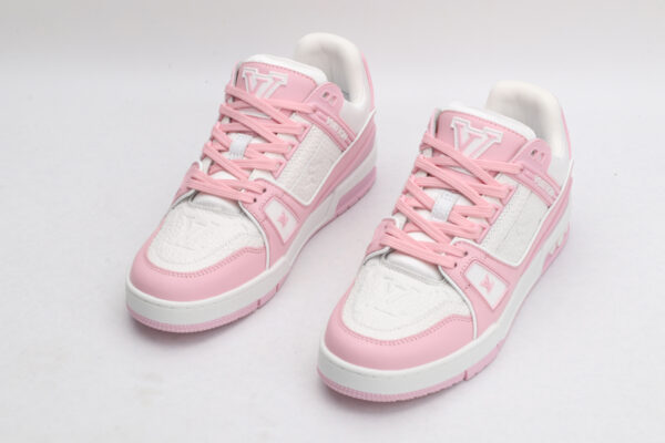Louis Vuitton LV Trainer Low-Top Sneakers - White and Pink - Image 3