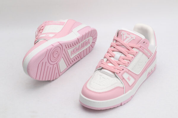 Louis Vuitton LV Trainer Low-Top Sneakers - White and Pink - Image 5