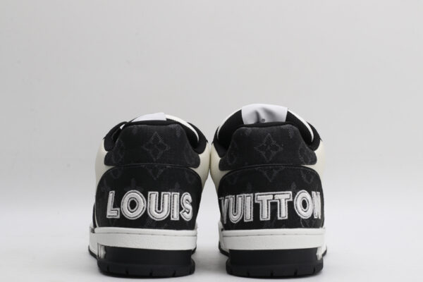 Louis Vuitton LV Trainer Mid-Top Sneakers - White and Black Monogram Canvas - Image 6