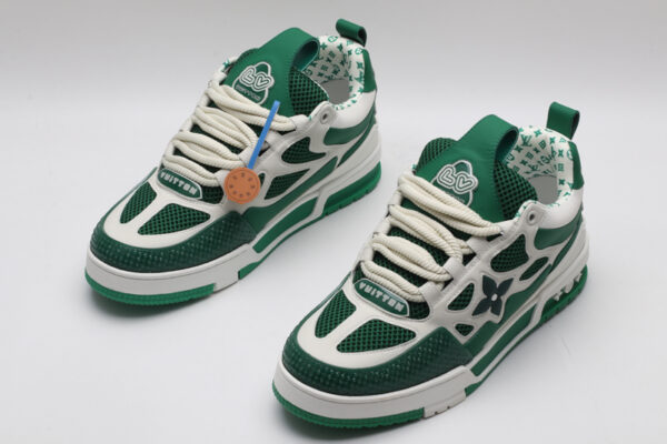 Louis Vuitton LV Trainer Sneakers - Green and White - Image 3