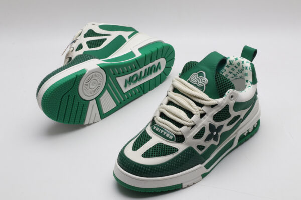 Louis Vuitton LV Trainer Sneakers - Green and White - Image 4