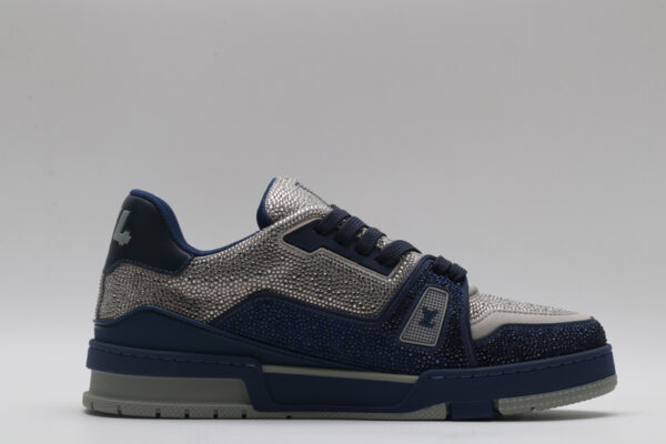 Louis Vuitton LV Trainer Sneakers - Navy Blue and Silver - Image 5
