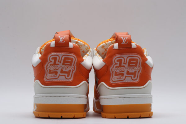Louis Vuitton LV Trainer Sneakers - Orange and White - Image 6