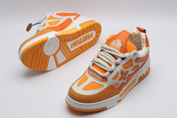 Louis Vuitton LV Trainer Sneakers - Orange and White - Image 5