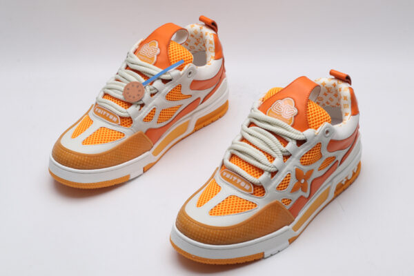 Louis Vuitton LV Trainer Sneakers - Orange and White - Image 2