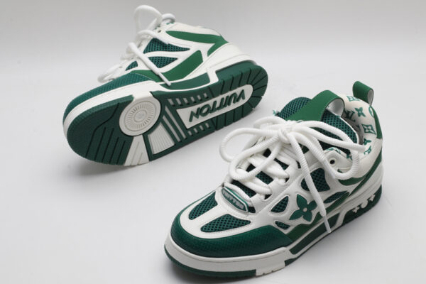 Louis Vuitton LV Trainer Sneakers - White and Green - Image 4