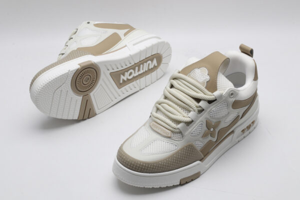 Louis Vuitton LV Trainer Sneakers - White and Tan - Image 4