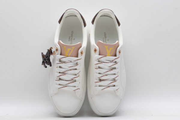 Louis Vuitton Stellar Low-Top Sneakers - White with Pink and Brown Accents - Image 4