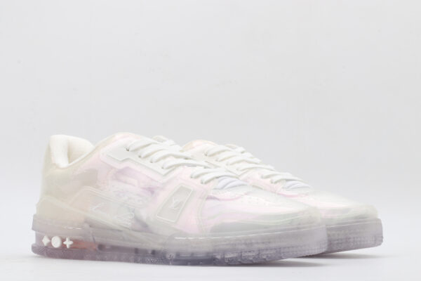 Pure White Textured Low-Top Sneakers - Image 4